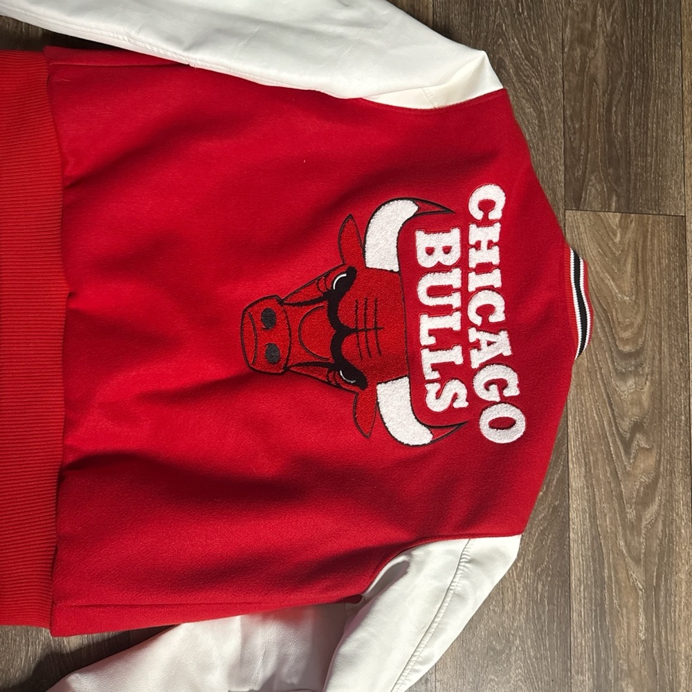 Chicago Bulls Red and White Varsity Jacket